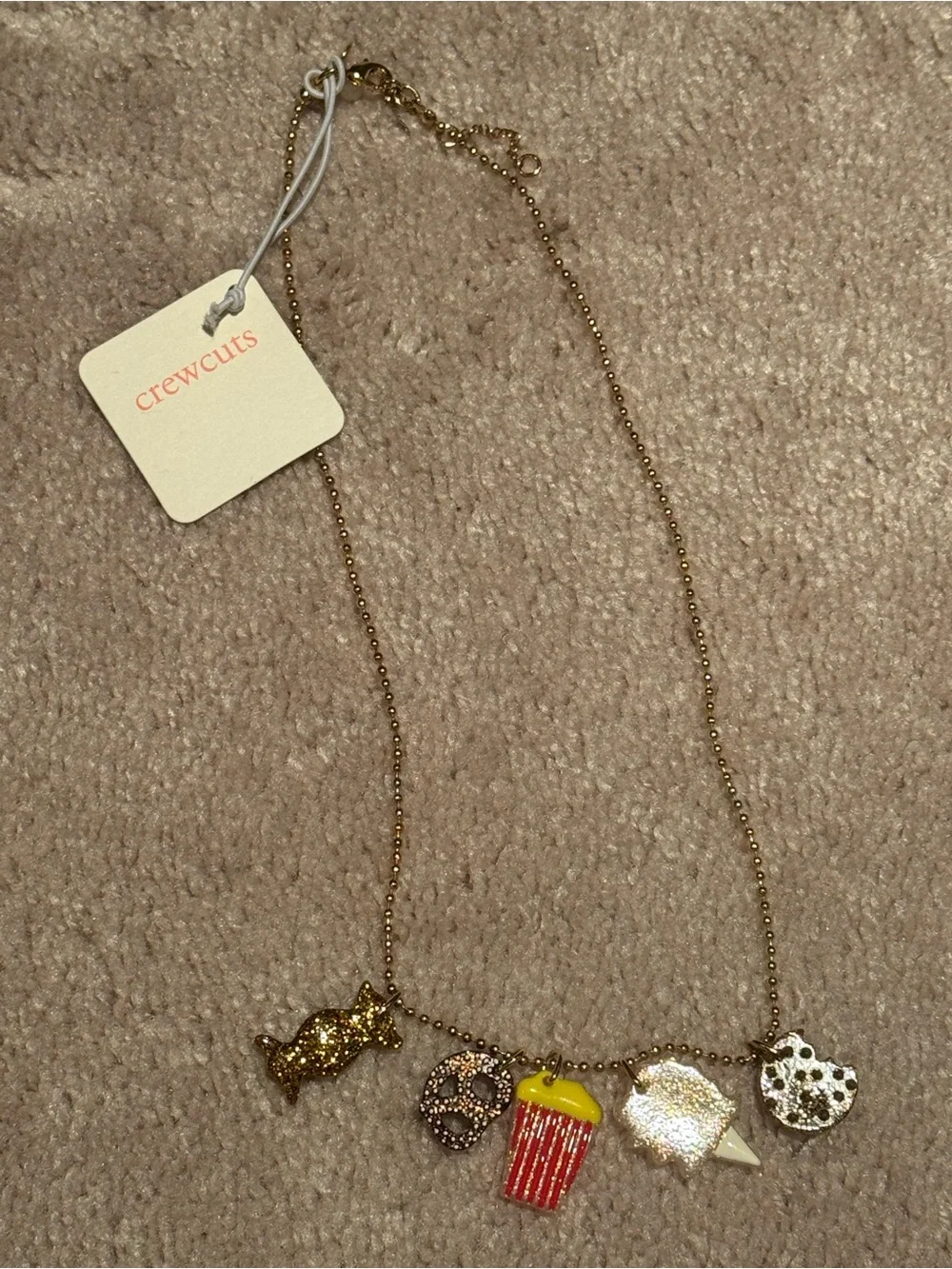 Crewcuts Girls' Movie Snacks Charm Necklace -NWT